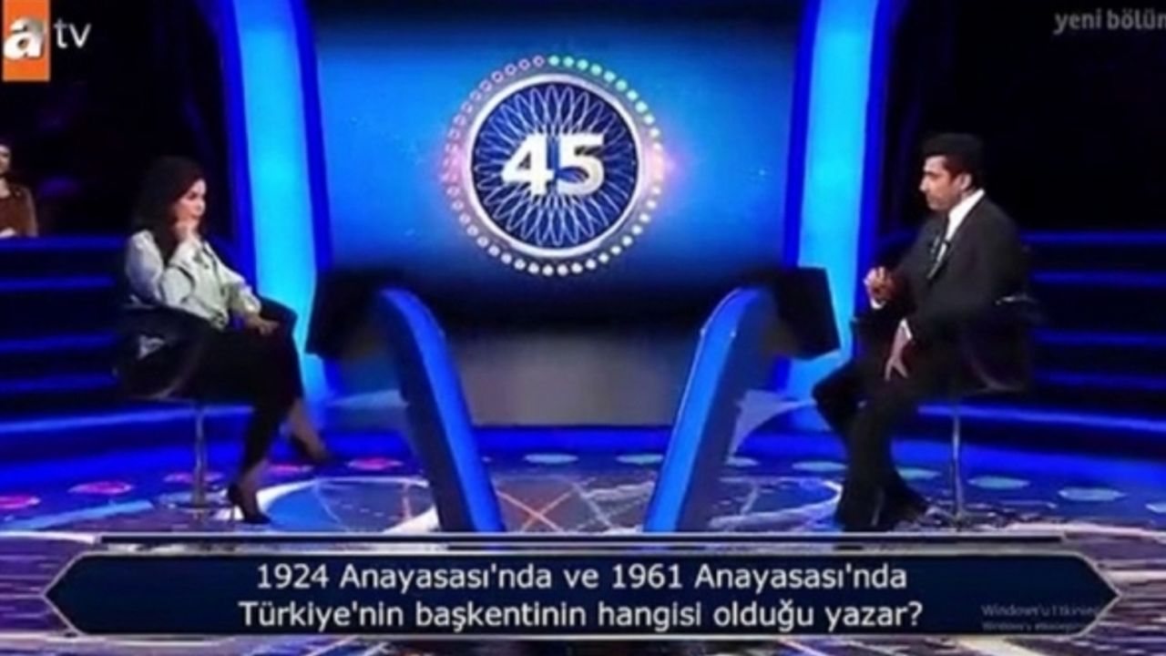 Kim Milyoner Olmak İster yarışmasında Türkiye'nin başkentini yarışmacı ve seyircilerin yüzde 60'ı bilemedi