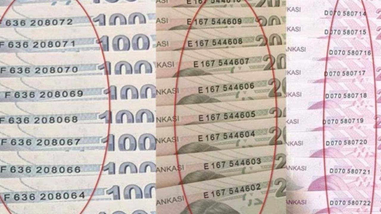 Bir ayda basılan 200, 100, 50, 20, 10 ve 5 TL'lik banknotlarda dikkat çeken detay
