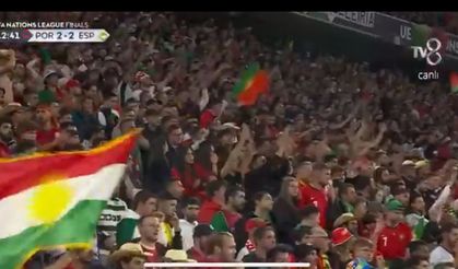 Uluslar ligi final maçında Kürdistan bayrağı