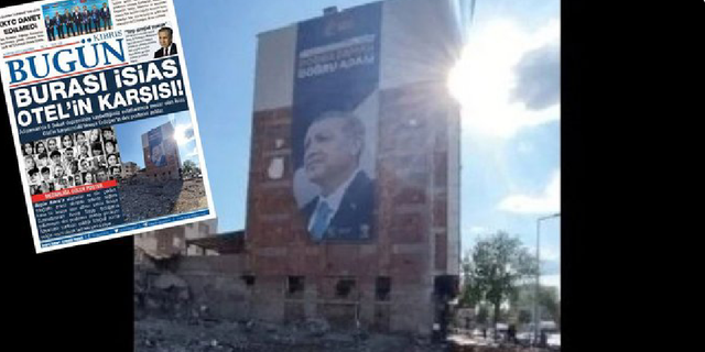 65 kişinin öldüğü İsias Otel'in karşısına Erdoğan'ın posteri asıldı