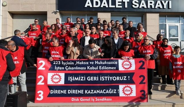Kayyumun işten çıkardığı işçiler 103'üncü günde adliye önünde
