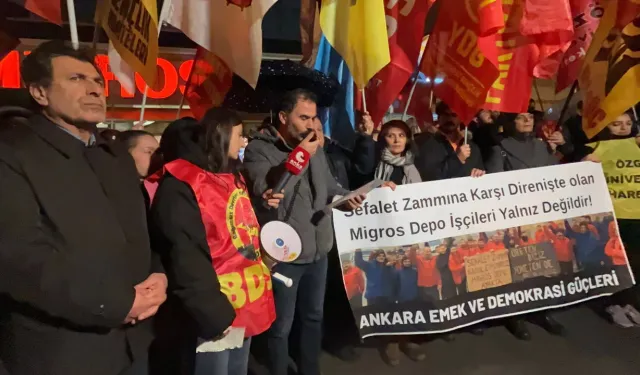 Ankara’da emek güçlerinden Migros depo işçilerine dayanışma