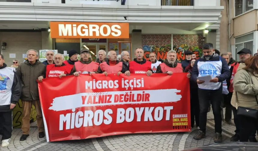 Çanakkale’den Migros depo işçilerine destek eylemi